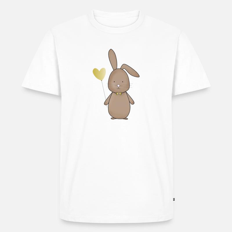 Hase mit Ballon - Männer Premium Bio T-Shirt - Weiß