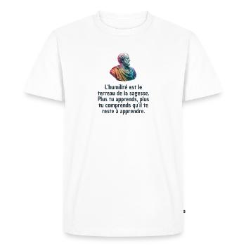 T-shirts Stoïcisme : L'inspiration à portée de soi - T-shirt Premium bio Homme - blanc - Devant - Nico (187cm)