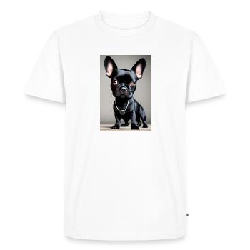 Mignon Noir Bouledogue Français Poster - T-shirt Premium bio Homme - blanc - Devant - Nico (187cm)