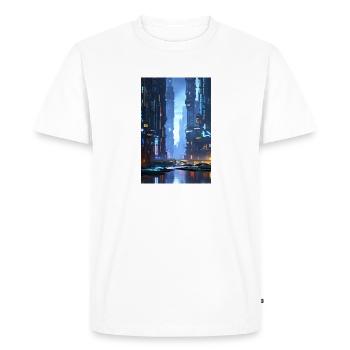ville futuriste Science Fiction Dystopian - T-shirt Premium bio Homme - blanc - Devant - Nico (187cm)