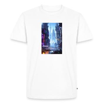 ville futuriste Science Fiction Dystopian - T-shirt Premium bio Homme - blanc - Devant - Nico (187cm)