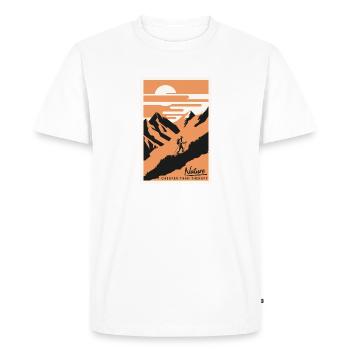 Nature Is Cheaper Than Therapy Mountains Hiking - Men's Premium Organic T-Shirt - white - Front - Nico (187cm)