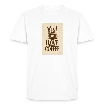 Coffee Yes I Love Coffee Coffeelovers 005 - Men's Premium Organic T-Shirt - white - Front - Nico (187cm)