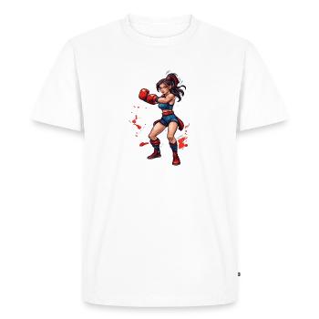Boxeur / Sports / Combat / Arène / Ring de boxe / Poings - T-shirt Premium bio Homme - blanc - Devant - Nico (187cm)