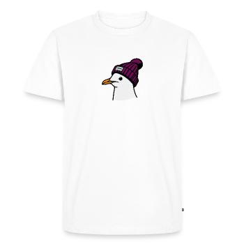 Moin Seagull Bonnet Head North Sea Hat Hamburg Violet - T-shirt Premium bio Homme - blanc - Devant - Nico (187cm)