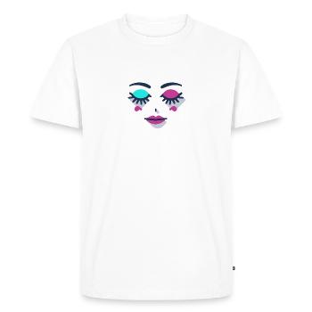 Yeux Dormants Visage Féminin Abstrait - T-shirt Premium bio Homme - blanc - Devant - Nico (187cm)
