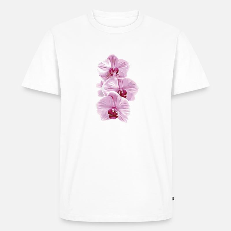 Orchidee - Männer Premium Bio T-Shirt - Weiß