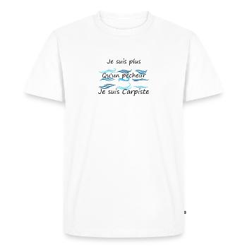 Je suis plus qu'un pêcheur je suis carpiste cadeau - T-shirt Premium bio Homme - blanc - Devant - Nico (187cm)
