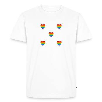 Coeurs arc-en-ciel - T-shirt Premium bio Homme - blanc - Devant - Nico (187cm)