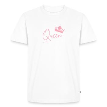 Queen Lettering with Crown – Pink Power - Men's Premium Organic T-Shirt - white - Front - Nico (187cm)