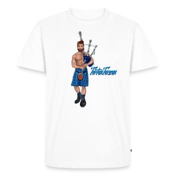 Joueur de cornemuse Tartantarzan - T-shirt Premium bio Homme - blanc - Devant - Nico (187cm)