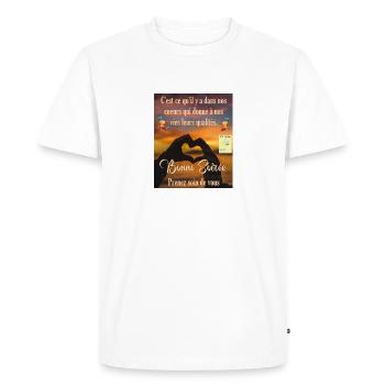 T-shirt du poete - T-shirt Premium bio Homme - blanc - Devant - Nico (187cm)