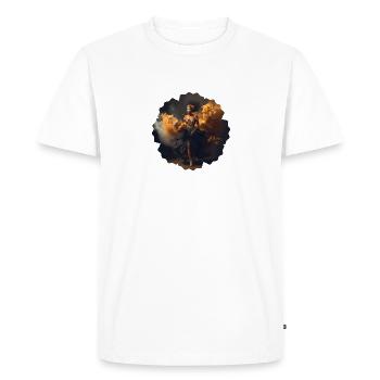 Femme au design floral - T-shirt Premium bio Homme - blanc - Devant - Nico (187cm)