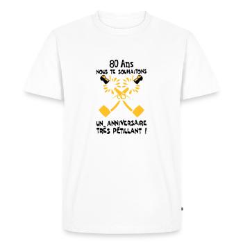 80 ans bouteille petillant anniversaire - T-shirt Premium bio Homme - blanc - Devant - Nico (187cm)