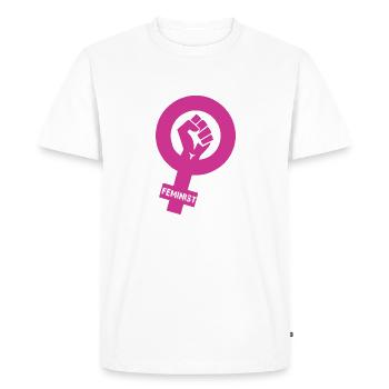 Féministe - feminist - T-shirt Premium bio Homme - blanc - Devant - Nico (187cm)