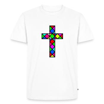 Croix Jésus - T-shirt Premium bio Homme - blanc - Devant - Nico (187cm)