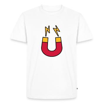Logo de l’aimant lightning drôle - T-shirt Premium bio Homme - blanc - Devant - Nico (187cm)