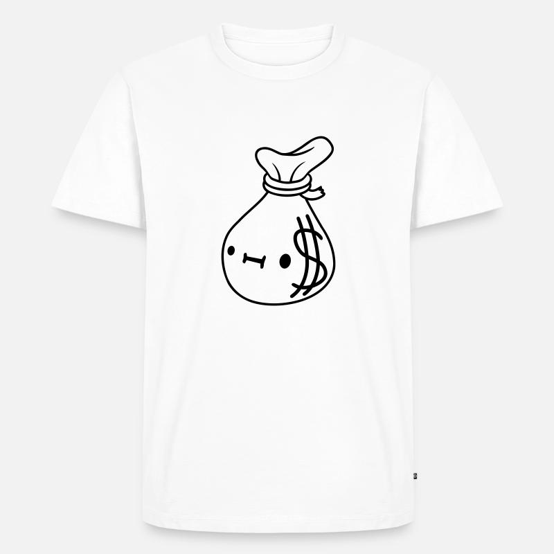 Comic Gesicht Geld Sack - Männer Premium Bio T-Shirt - Weiß