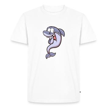 Requin effrayé - T-shirt Premium bio Homme - blanc - Devant - Nico (187cm)