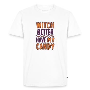 Sorcière mieux avoir mes bonbons - T-shirt Premium bio Homme - blanc - Devant - Nico (187cm)