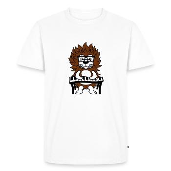 Cute Nerd Hedgehog Playing Keyboard Piano Glasses Animal - Men's Premium Organic T-Shirt - white - Front - Nico (187cm)
