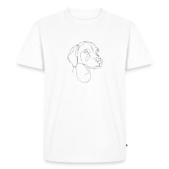 Chien : dessin au trait d’une ligne - T-shirt Premium bio Homme - blanc - Devant - Nico (187cm)
