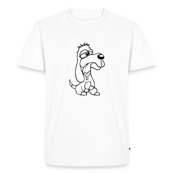 Dog Sitting Drooling Spit Tongue Funny Silly Comic - Men's Premium Organic T-Shirt - white - Front - Nico (187cm)