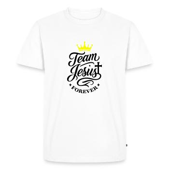 L’Équipe Jésus dicte - T-shirt Premium bio Homme - blanc - Devant - Nico (187cm)