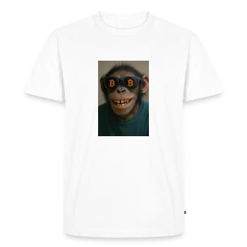 Bitcoin meets Monkey Joe - Men's Premium Organic T-Shirt - white - Front - Nico (187cm)
