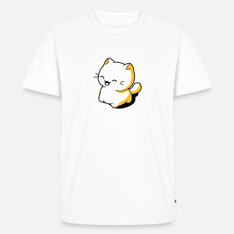Lustige Katze Kawaii - Männer Premium Bio T-Shirt - Weiß