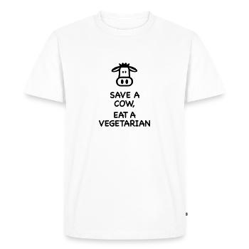 Save a cow eat Vegetarian - Männer Premium Bio T-Shirt - Weiß - Vorne - Nico (187cm)