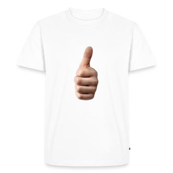 thumbs up - Men's Premium Organic T-Shirt - white - Front - Nico (187cm)