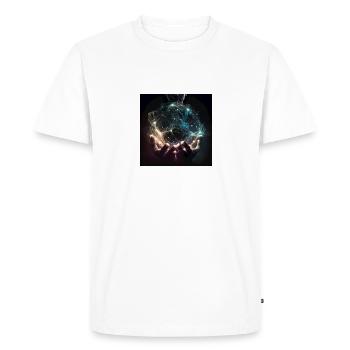 Des mains qui retiennent la lumière/l’énergie - T-shirt Premium bio Homme - blanc - Devant - Nico (187cm)