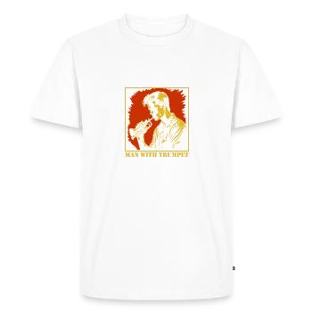 Man with trumpet - music t-shirt - Men's Premium Organic T-Shirt - white - Front - Nico (187cm)