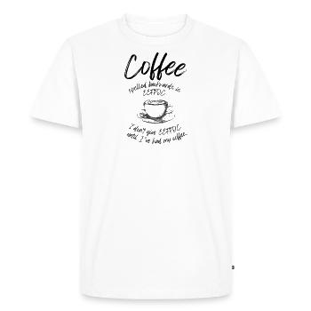 Coffee spelled backwards is EEFFOC Spruch - Men's Premium Organic T-Shirt - white - Front - Nico (187cm)