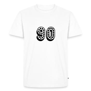 90. 90 YEARS. 90TH ANNIVERSARY. 90TH ANNIVERSARY. - Men's Premium Organic T-Shirt - white - Front - Nico (187cm)