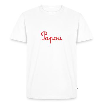 PAPOU. PAPA. FÊTE DES PÈRES. BONNE FÊTE PAPA - T-shirt Premium bio Homme - blanc - Devant - Nico (187cm)