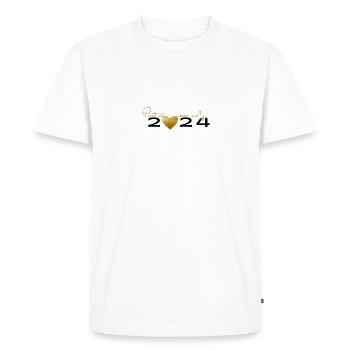 Ondes positives 2024 uniquement - T-shirt Premium bio Homme - blanc - Devant - Nico (187cm)