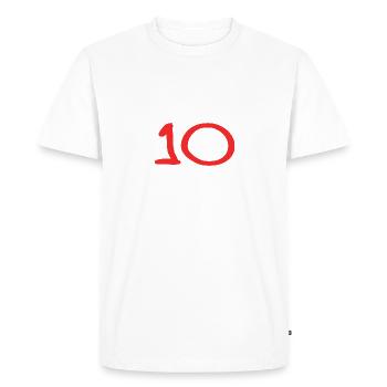 10. 10 ANS. 10e ANNIVERSAIRE. ANNIVERSAIRE 10 ANS. - T-shirt Premium bio Homme - blanc - Devant - Nico (187cm)