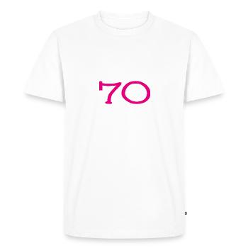 70. 70 ANS. 70e ANNIVERSAIRE. ANNIVERSAIRE 70 ANS. - T-shirt Premium bio Homme - blanc - Devant - Nico (187cm)