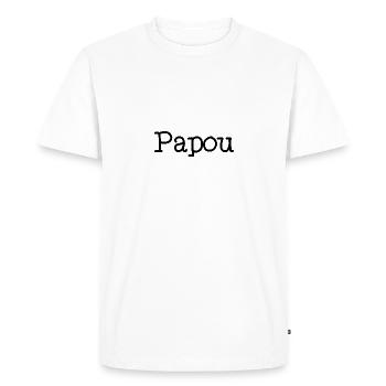 PAPOU. PAPA. FÊTE DES PÈRES. BONNE FÊTE PAPA. PAPY - T-shirt Premium bio Homme - blanc - Devant - Nico (187cm)