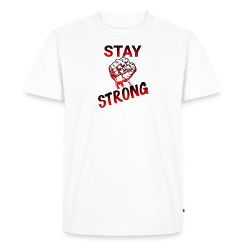 EW Stays strong - Men's Premium Organic T-Shirt - white - Front - Nico (187cm)
