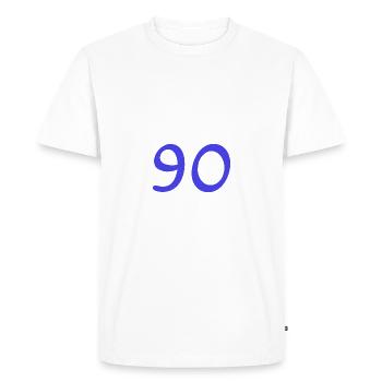 90. 90 YEARS. 90TH ANNIVERSARY. 90TH ANNIVERSARY. - Men's Premium Organic T-Shirt - white - Front - Nico (187cm)