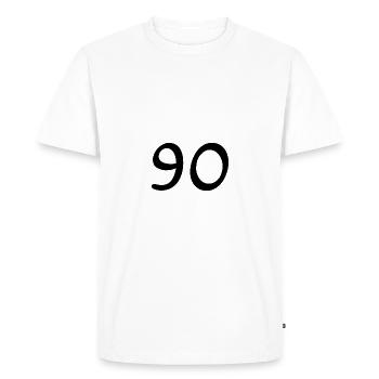 90. 90 ANS. 90e ANNIVERSAIRE. ANNIVERSAIRE 90 ANS. - T-shirt Premium bio Homme - blanc - Devant - Nico (187cm)