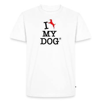 I Love my Dog - Men's Premium Organic T-Shirt - white - Front - Nico (187cm)