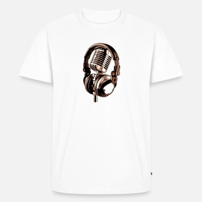 Mikrofon & Kopfhörer - Männer Premium Bio T-Shirt - Weiß