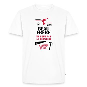 Belle Beau-Frère / Belle-Sœur / Beau Frere / Belle - T-shirt Premium bio Homme - blanc - Devant - Nico (187cm)