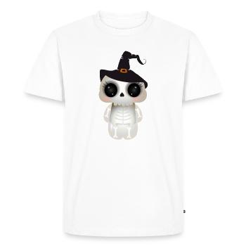 cute skull with black witch hat - Men's Premium Organic T-Shirt - white - Front - Nico (187cm)