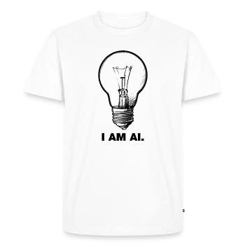 Idea: I AM AI - Men's Premium Organic T-Shirt - white - Front - Nico (187cm)