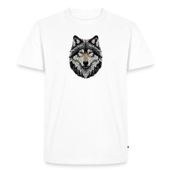 Loup dans le style mosaïque - T-shirt Premium bio Homme - blanc - Devant - Nico (187cm)